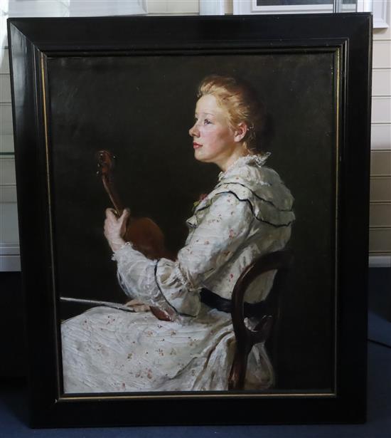 [Susan] Isabel Dacre (1844-1933) A Young Violinist 32 x 26in.